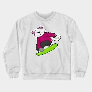 Cat as Snowboarder with Snowboard Crewneck Sweatshirt